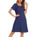 Lovasy Women's Nightdresses&Nightshirts Soft Nighties for Women Maternity nightdress Ladies Button Down Nightdress Nighties Nursing Labour Night Dress with Pockets Navy Blue XL