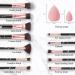 Start Makers 12Pcs Marble Makeup Brushes Set with Blender & Pouch - Black - Buy Online on GoSupps.com