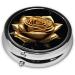 Gold Rose Mini Round Pill Box | 3 Compartment Portable Pill Organizer for Travel & Home - Buy Online on GoSupps.com