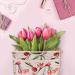 Exquisite Knitting Tote Bag with Wood Handle for Needles and Sewing Tools - Red Flower Design - Buy Online on GoSupps.com