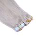 Tape In Hair Extensions - Silver - 60cm - 40 Tresses - 100% Remy Real Hair - Adhesive Tape - Novon Hair Extensions - Buy Online on GoSupps.com