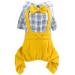 HOODDEAL Pet Clothes Dog Shirts Stylish Classic White Plaid Blue Striped Overall Jumpsuit with Yellow Bowtie Casual Daily Outfit Adorable Wedding Birthday for Puppy Cat (XL, Yellow) XL Yellow
