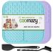 Coomazy leak mat dog 2 pieces of lick mat dog with silicone spatula and brush slow feeder dog leak mat for dog bath grooming blue+purple