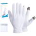 MNOPQ 100% Cotton Moisturizing Gloves, White Cotton Gloves Overnight Bedtime for Moisturizing Hands, Eczema | Touch Screen, Wristband and Washing Bag, 4 Pairs Medium Medium (4 Pairs)