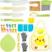 Abizarch 25Pcs Kids Cooking Set Safe Kids Kitchen Cutter Set Montessori Kitchen Tools with Cutters Potato Chipper Peeler Oversleeves Bear Sandwich Mould Chopping Bboard Gloves Apron Fruits Forks for C Picture money - Buy Online on GoSupps.com