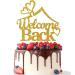 Tenhaisi Welcome Back Cake Topper/Returning Home Cake Decorations/Welcome Party/Happy Retirement Sign/Back to School Party Decorations Supplies Gold Glitter