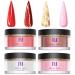 PrettyDiva Dip Powder Set - 4 Colors SOMETHIN' DARING Collection Hot Date Dip Powder for Salon Manicure at Home, 1Oz Scarlet Red/Stargazer Red/Nova Pink/Milky White Foil Sparkly Glitter Nail Dip Powder for DIY Nail Art Gifts for Women