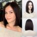 HAIRCUBE Wigs for Women Dark Brown Hair Straight Bob Wig Hand-Tied Heat Resistant Hairline Shoulder Length Natural Middle Part (12inch)