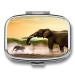 Pill Box Africa Elephant Print 2 Compartment Medicine Pill Case Pill Organizer Decorative Metal Portable Pill Box for Pocket Or Purse Style
