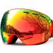 Sposune Otg Ski Glass Snowboard Goggle Over Glasses With Anti-Fog Spherical Dual Interchangable Lens For Men Youth Skiing Skiing Snowmobile Eyewear & Helm Compatible UV400 Protection Red