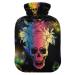 Hot water bottles with cover colorful skull hot water bag for pain relief menstrual cramps heating bag 2 liters
