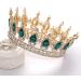 FORSEVEN Queen Crown Rhinestone Wedding Tiara | Crystal Bridal Princess Crown for Women - Gold and Green | Costume Party Hair Accessory - Buy Online on GoSupps.com