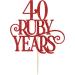 Red Glitter 40 Ruby Years Cake Topper for 40th Anniversary Wedding Party Decoration Supplies - Buy Online on GoSupps.com