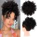REECHO Messy Bun Hair Piece Elastic Drawstring Hair Bun Extensions Large Curly Wave Fake Bun Top Knot Updo Hairpiece for Women - Black Brown Wavy Black Brown