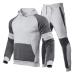 Hanxiulin training suit for men jogging suit men casual long sleeves sports jacket hooded jacket sports clothing running sweater leisure suit training suit house suit sweat jacket gray s