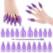Nail Polish Remover Clips Gel Nail Polish Remover Clips Kit 20 pcs Plastic Nail Clips for Polish Removal with Double Ended Metal Cuticle Pusher for Remover Cleaner Clip Caps Tool Purple
