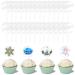 24 Pcs Clear Blank Acrylic Cupcake Toppers Round Acrylic Cupcake Topper Personalized Cupcake Toppers Sticks For Christmas DIY Birthday Festival Party Baby Shower Wedding Party Cupcake Decoration