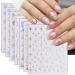 Aurora Holographic Nail Stickers 16 Sheets Self-Adhesive Nail Decal Glitter Stars Heart Nail Art Decoration Design Supplies