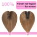 GULALUUK Real Human Hair Topper for Thinning Hair - Ombre Light Brown/Dark Roots (10inch) - 120 Density Swiss Base Clip-in Topper - Buy Online on GoSupps.com