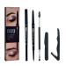 Double-headed ultra-fine eyebrow pencil auto-rotating triangle eyebrow pencil durable waterproof sweat-proof five colors to choose from (Pack of 2 02Red brown)