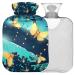 Naanle bright night butterflies heat bottle with cover transparent hot water bottle Handle Harmer Heading bag for pain relief heat and cold therapy 2L