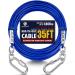 Watfoon dog leash for courtyard 10.7 m 13.7 m 16.8 m 19.8 m 22.9 m steel cable runner robust adhesive belt buying long dog chains for outside camping (blue blue 10.7 m) 35ft blue