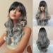 Honybia wig gray with pony - long ombre wigs gray for women dark gray women natural realistic hair synthetic heat -resistant wigs for carnival/costumes/theme party ombre wig gray