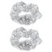 Mobestech 2Pcs Shiny Metallic Hair Scrunchies Sequins Hair Ties Ropes Elastic Hair Bands Scrunchies Ponytail Holder Hair Accessories for Women Girls -Silver
