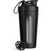 Navaris Stainless Steel Protein Shaker Bottle - 750ml Fitness Cup for Protein Shakes - Durable Sport Drinking Bottle for Training - Black (1 Pack) - Buy Online on GoSupps.com