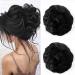 JJstar 2PCS Messy Bun Hair Piece Curly Fake Hair Buns Donut Tousled Updo High Heat Resistant Synthetic Fiber Hair Scrunchies Pieces for Women Girls Ponytail Extension(Jet Black)