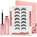 Magnetic Eyelashes Natural Look- Magnetic Lashes with Eyeliner -7 Pair 3D Magnetic Eyelash Kit with 2 Tubes of Liner-Upgraded Strong Hold Reusable Fake Eyelashes Easy to Apply 7 pairs + 2 tubes