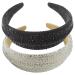 scicent Hairband 2 Pieces Wide Alice Bands Rhinestone Headbands Bling Glitter Pearl Hair Accessories Crystal Embellished Hair Band Elastic No Slip Headwear for Women - 29609