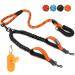 Eyin double linen for 2 dogs dog leash for large dogs flexible and reflective healing -free dog leash with 3 padded handles for dogs from 11 to 68 kg (orange) orange 3 handles - l (total weight 11-68kg)