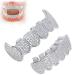 Hip hop grillz teeth teeth grillz for men women iced bling bling grillz teeth decoration for halloween grillz for tenth care party performance (silver)