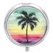 Pill Box Pill Case 3 Compartment Travel Pill Box Tropical Palm Tree Printing Small Pill Box Portable Medicine Pill Case Pill Organizer for Purse & Pocket for Travel Handbag (Round)