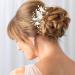 White Flower Bridal Hair Vine with Pearl, Rhinestone, and Silver Leaf Comb - Wedding Hair Accessories for Women and Girls - Buy Online on GoSupps.com