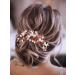 Edary Bride Wedding Hair Comb Red Crystal Headpiece Pearl Wedding Side Comb Leaf Bridal Hair Accessories for Women and Girls