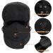 Winter Trapper Hat | Unisex Trooper Russian Fur Hat with Ear Flap and Mask | Ushanka Aviator Hat for Cold Weather, Black - Buy Online on GoSupps.com