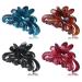 Large Hair Claw Clips for Women  Flower Hair Clips for Thin/Medium Thick Hair  Non Slip 3.8 Inch Floral Hair Jaw Clips Octopus Clips for Women Girls  4 Pieces (Black Brown Wine Red Turquoise)
