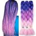Tess Braids Extensions Blue 60 cm 3 Pack Jumbo Braids Kanecalon Kunsthaar for the braid Box Braids Hair extension Braid/bundle Ombre Hair Braids Extension (3 piece-blue/purple/pink) 60 cm (3 pieces) Blue/purple/pink