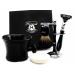 Haryali London Men's Shaving Set with 3 Razor Blades Pure Black Badger Razor Brush Stand Mug and Soap