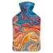 Color Marble Hot Water Bottle With Cover Plush Bed Bottle Hand Warmer For Adults And Children 26.5X15.3cm