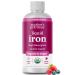Organic Liquid Iron Supplement for Women Men & Kids with Vitamin C | Sugar Free Natural Berry Flavor Non Constipating Vegan Ferrochel Iron Supplements for Healthy Blood Prenatal & Postnatal