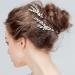 Kercisbeauty Handmade Wedding Bridal Bridesmaids Hair Comb with Blue Crystal Beads Spring Headband Headpiece Banquet Ball Feast Accessory Set of 2 (Gold)