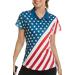 VALANCH Women's Short Sleeve Golf Polo Shirt - Lightweight Tennis Apparel with Large American Flag Print - Buy Online on GoSupps.com