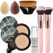 Air Cushion CC Cream Mushroom Head Foundation  2 PCS Amazfly Moisturizing BB Cream Face Primer Makeup Long Lasting Matte Concealer Bright Makeup Base Long Lasting with Mushroom Makeup Sponge and Powder Brush (Natural+Fac...