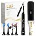 LED Whitening Electric Toothbrush - Rechargeable Electronic Brush for Adults - LED Blue Light Whitening & Cleaning - Powered w/Sonic Technology for Whiter Cleaner Teeth Black/Gold