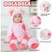 Doladola Baby Hooded Pink Cow Onesie | 18-24 Months Newborn Cartoon Animal Romper - Buy Online on GoSupps.com