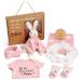 Lictin gifts for birth pink gift for birth girls baby gifts for birth girls with romper ceiling bib socks headscarf rabbit cuddly cloth baby wooden sign