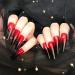 Handcess Coffin Glossy False Nails - Long Black and Red Ballerina Press-On Nails Gradient Acrylic Art Full Cover (24PCs) for Women & Girls - Buy Online on GoSupps.com